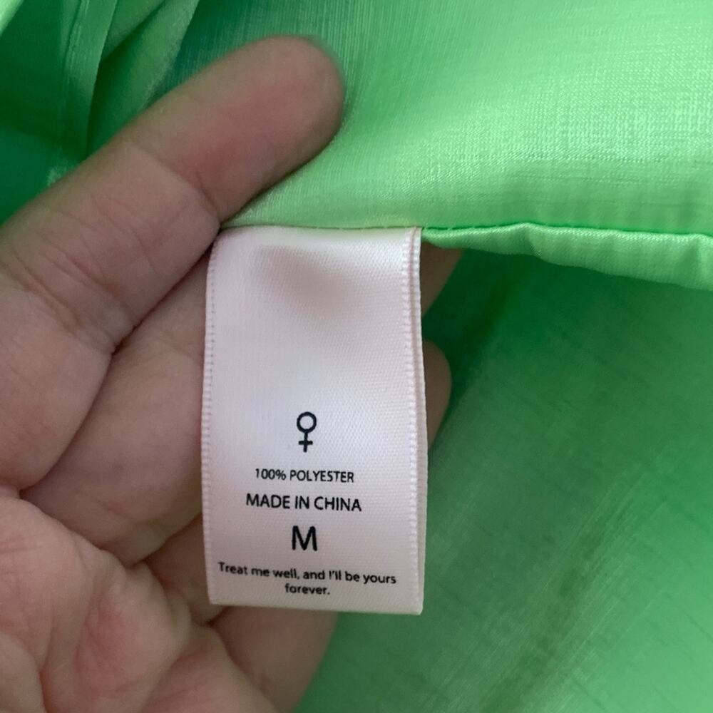 Selkie size medium Chic avocado Lime green Puff Sleeve Mini Dress cocktail party - Picture 9 of 11